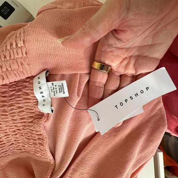 NWT Topshop Peachy Gather Maxi Skirt Bamboo O-Ring Slit Front Smocked Back 4 / 6 - Picture 8 of 12